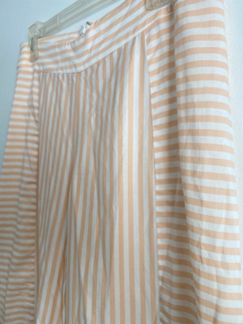 Marie Oliver Peach & White Striped Wide-Leg Pants Size 6 High-Rise Lightweight - Picture 3 of 7